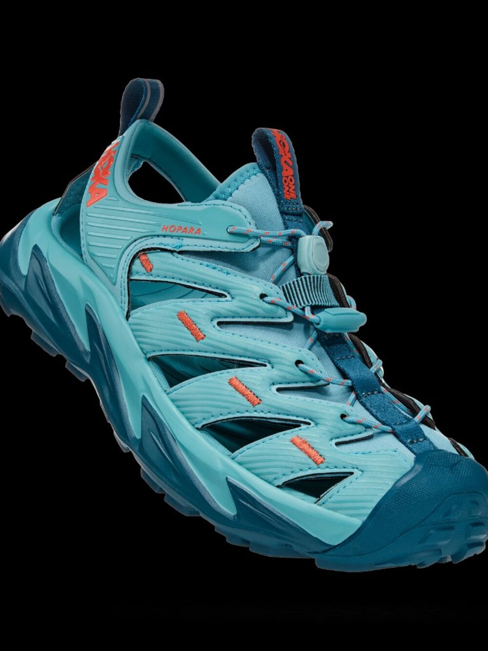 NWOB Hoka Hopara Hiking Sandals Women Sz 7 Cutout Waterproof 1106535 Coastal Blu